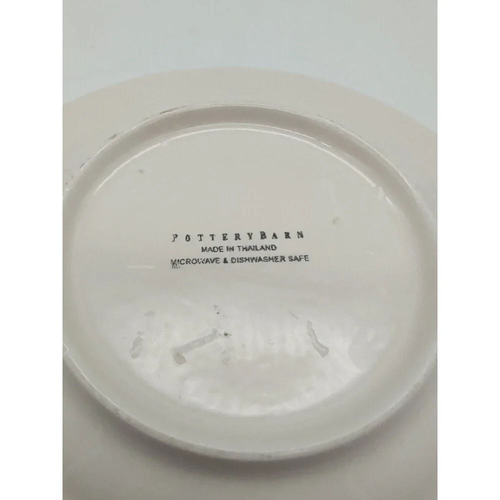 Pottery Barn Salad Lunch Plate Blue With Green Leaves Watercolor